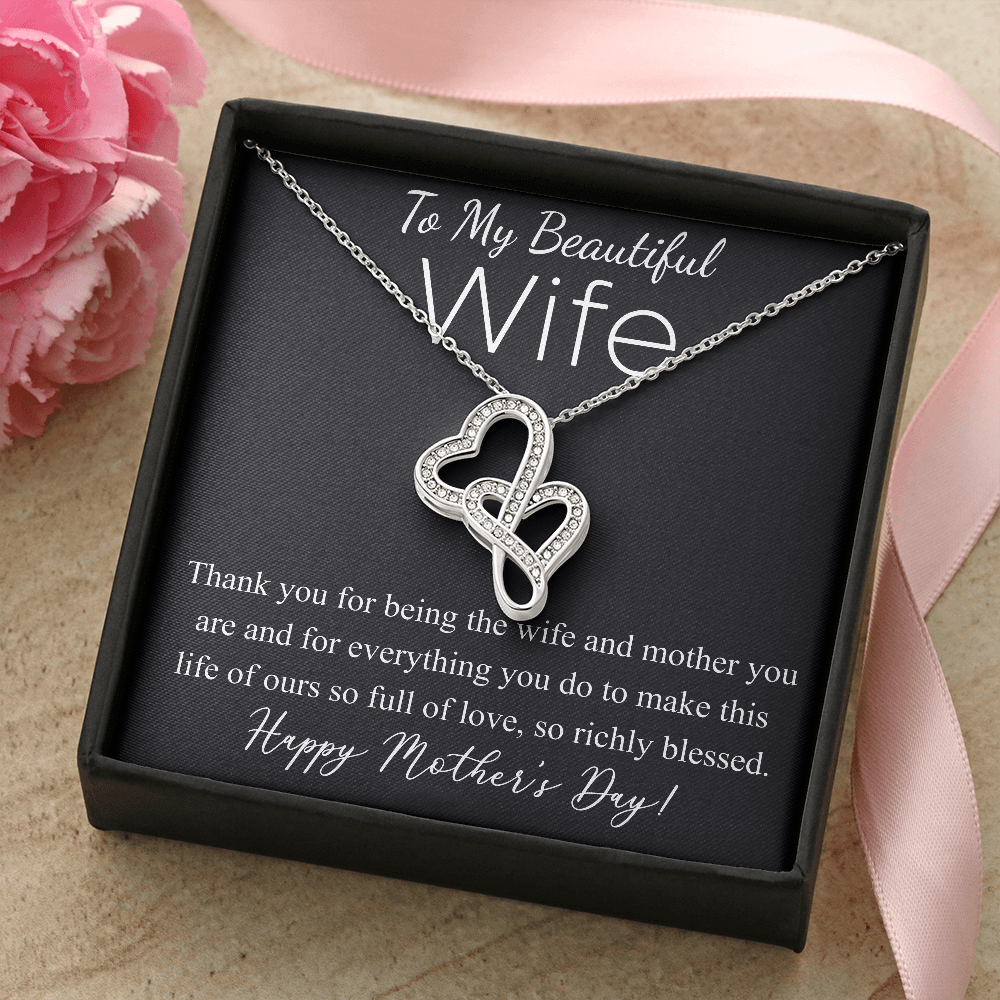 Personalized Happy Mother's Day to My Beautiful Wife Necklace, Mother's Day Gift