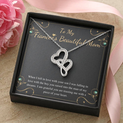 Fiancee's Mom Gift, Dainty Necklace, Fiancees Mom Birthday Gift, Gift For Fiancee Mom, Fiancee's Mom Mother Day's Gift, Double Heart #0475