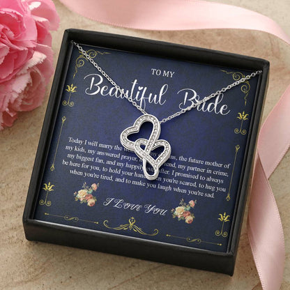 Double Heart Jewelry To My Bride Gift From Groom, Wedding Day Gift For Bride From Groom, From Groom To Future Wife Gift On Wedding Day #0050