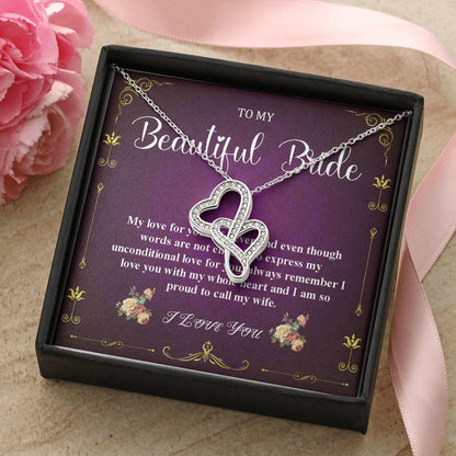 Double Heart Jewelry To My Bride Gift From Groom, Wedding Day Gift For Bride From Groom, From Groom To Future Wife Gift On Wedding Day #0055