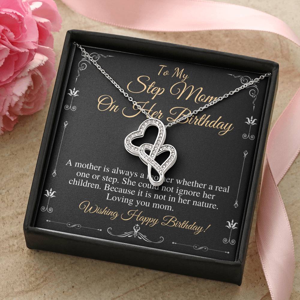 Birthday Gift for Stepmom, Happy Birthday Stepmom, Stepmom's party, Stepmom celebration Gift, Happy Birthday Stepmom,Double Heart #0662