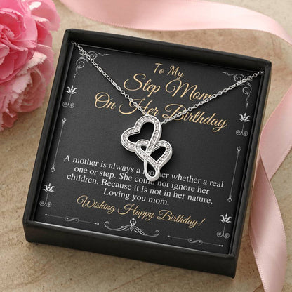 Birthday Gift for Stepmom, Happy Birthday Stepmom, Stepmom's party, Stepmom celebration Gift, Happy Birthday Stepmom,Double Heart #0662