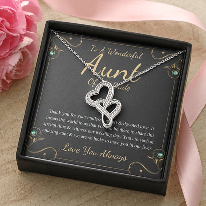 Double Heart, Aunt Of The Bride Necklace Gift Wedding Gift Fraom Bride And Groom Bridal Party Thank You Gift Wedding Jewelry For Aunt #0159