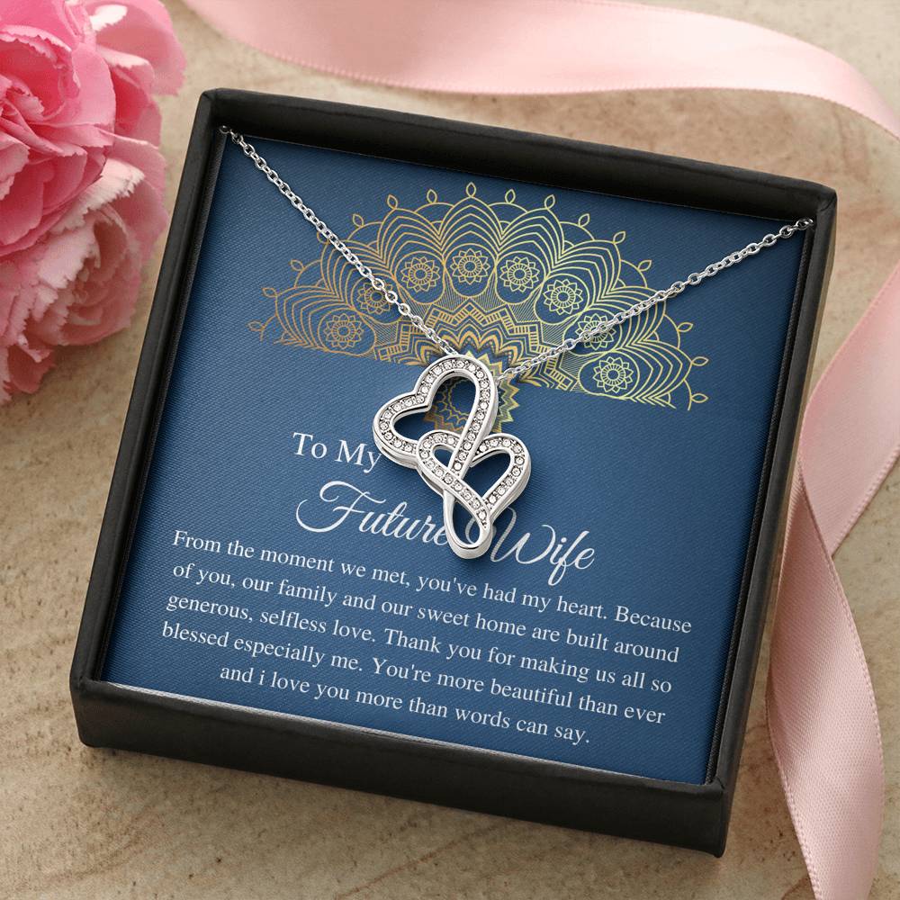 To my future wife necklace from your future husband, Engaged Gift, Fiancée gift, From Boyfriend, Future Wife Christmas, Double Heart #0630