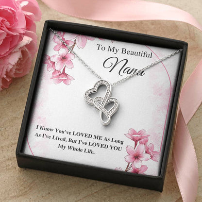 To My Nana, Nana Neckalce, Nana Jewelry From Granddaughter, Gifts For Nana, Gifts For Grandmother, Nana Birthday Gift, Double Heart #0494