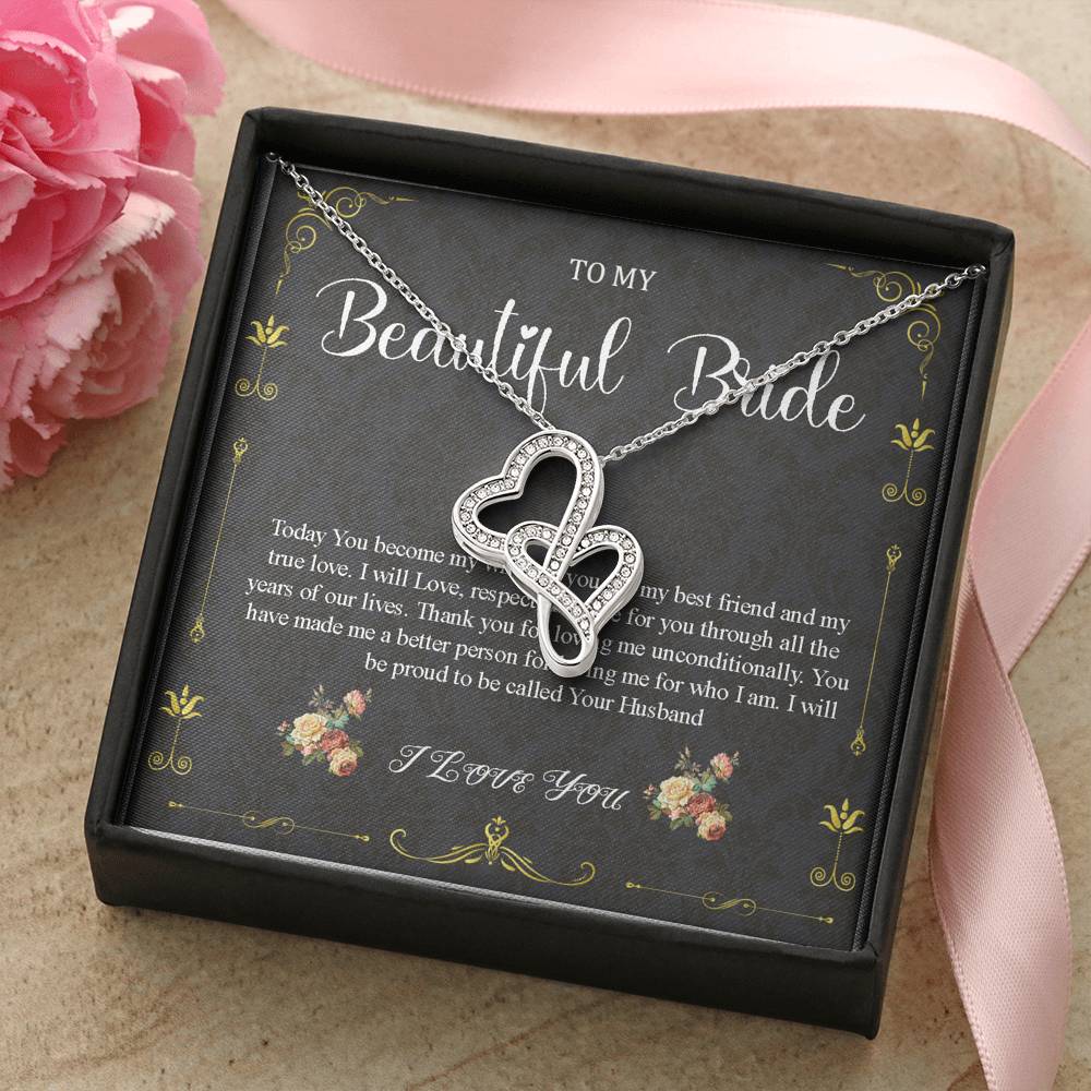 Double Heart Jewelry To My Bride Gift From Groom, Wedding Day Gift For Bride From Groom, From Groom To Future Wife Gift On Wedding Day #0054