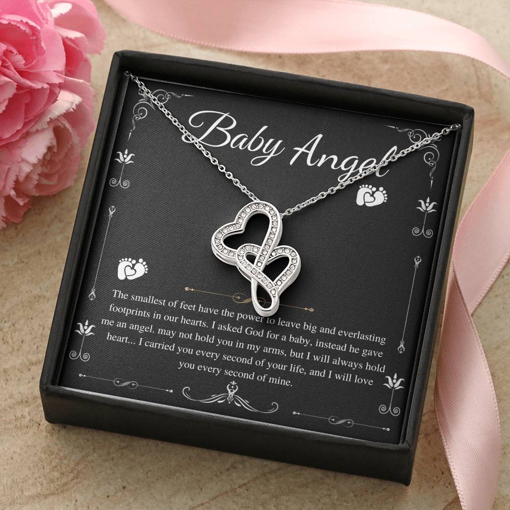 Necklace, Mama Of An Angel, Child Loss Gift, Condolence Gift, Baby Loss Gift, Miscarriage Gift, Loss Of Baby, Sympathy Gift, Double Heart
