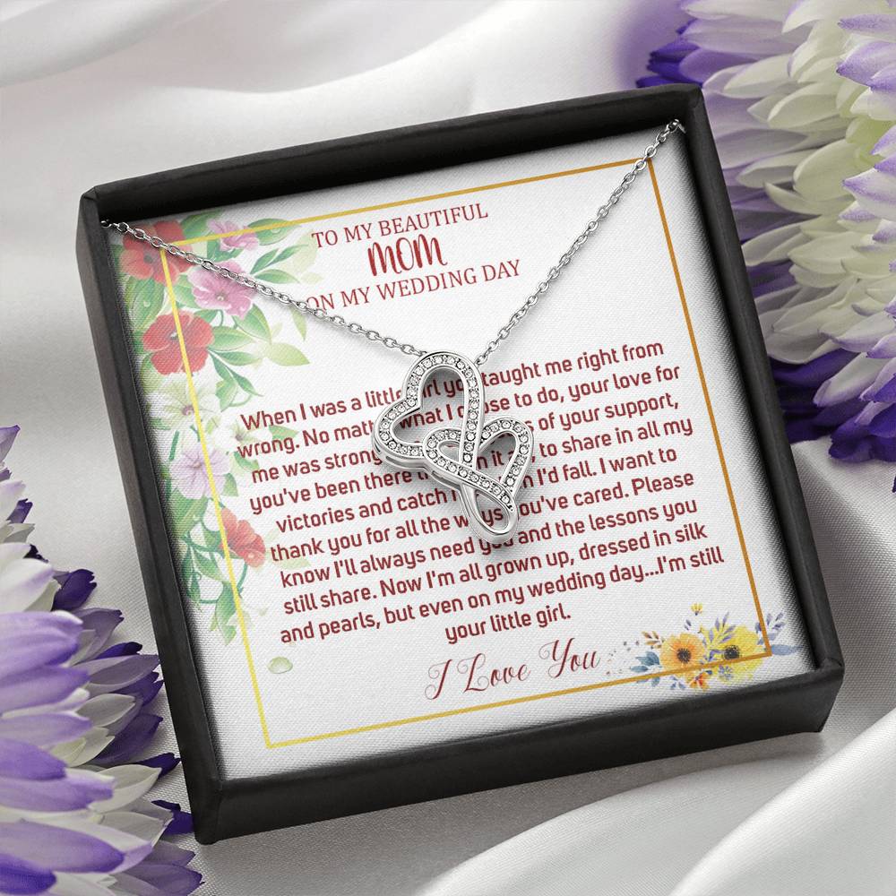 Double Heart, Mother Of The Bride Necklace From Bride Necklace To My Mom On My Wedding Day Mother Of The Bride Gift From Daughter #0031
