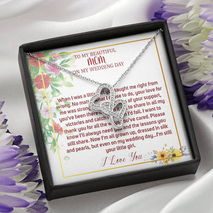 Double Heart, Mother Of The Bride Necklace From Bride Necklace To My Mom On My Wedding Day Mother Of The Bride Gift From Daughter #0031