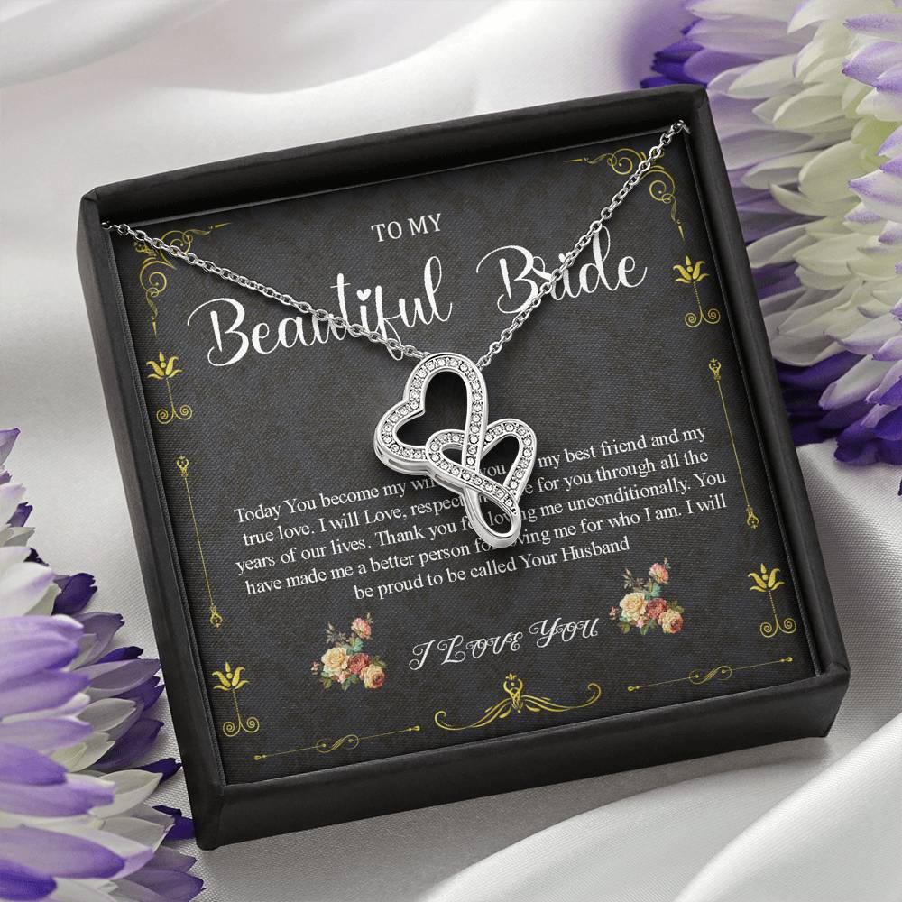 Double Heart Jewelry To My Bride Gift From Groom, Wedding Day Gift For Bride From Groom, From Groom To Future Wife Gift On Wedding Day #0054