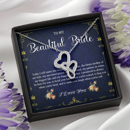 Double Heart Jewelry To My Bride Gift From Groom, Wedding Day Gift For Bride From Groom, From Groom To Future Wife Gift On Wedding Day #0056
