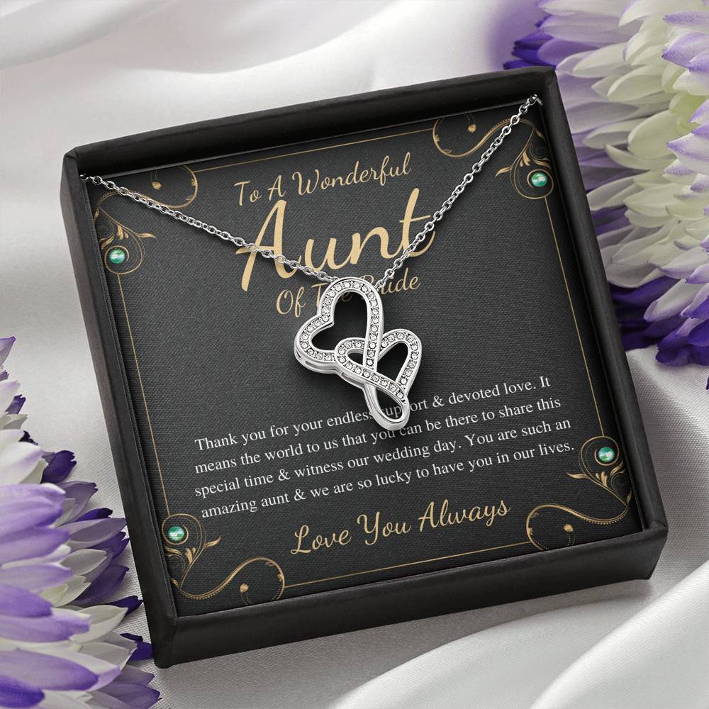 Double Heart, Aunt Of The Bride Necklace Gift Wedding Gift Fraom Bride And Groom Bridal Party Thank You Gift Wedding Jewelry For Aunt #0159