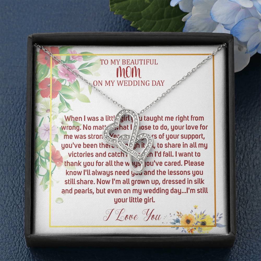 Double Heart, Mother Of The Bride Necklace From Bride Necklace To My Mom On My Wedding Day Mother Of The Bride Gift From Daughter #0031
