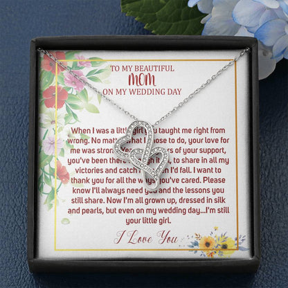 Double Heart, Mother Of The Bride Necklace From Bride Necklace To My Mom On My Wedding Day Mother Of The Bride Gift From Daughter #0031