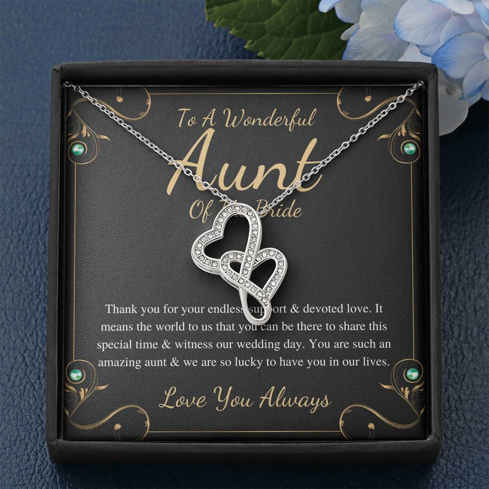 Double Heart, Aunt Of The Bride Necklace Gift Wedding Gift Fraom Bride And Groom Bridal Party Thank You Gift Wedding Jewelry For Aunt #0159