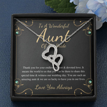Double Heart, Aunt Of The Bride Necklace Gift Wedding Gift Fraom Bride And Groom Bridal Party Thank You Gift Wedding Jewelry For Aunt #0159