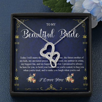 Double Heart Jewelry To My Bride Gift From Groom, Wedding Day Gift For Bride From Groom, From Groom To Future Wife Gift On Wedding Day #0050