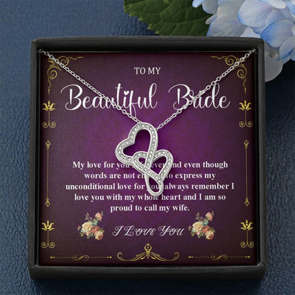 Double Heart Jewelry To My Bride Gift From Groom, Wedding Day Gift For Bride From Groom, From Groom To Future Wife Gift On Wedding Day #0055
