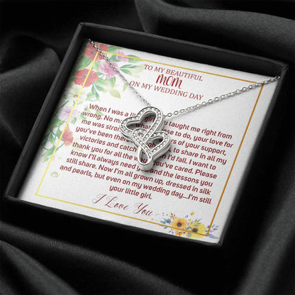 Double Heart, Mother Of The Bride Necklace From Bride Necklace To My Mom On My Wedding Day Mother Of The Bride Gift From Daughter #0031