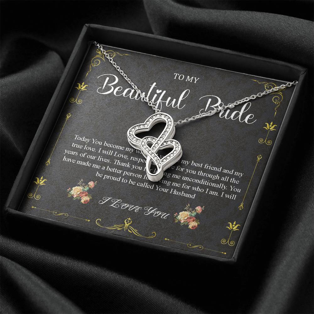 Double Heart Jewelry To My Bride Gift From Groom, Wedding Day Gift For Bride From Groom, From Groom To Future Wife Gift On Wedding Day #0054