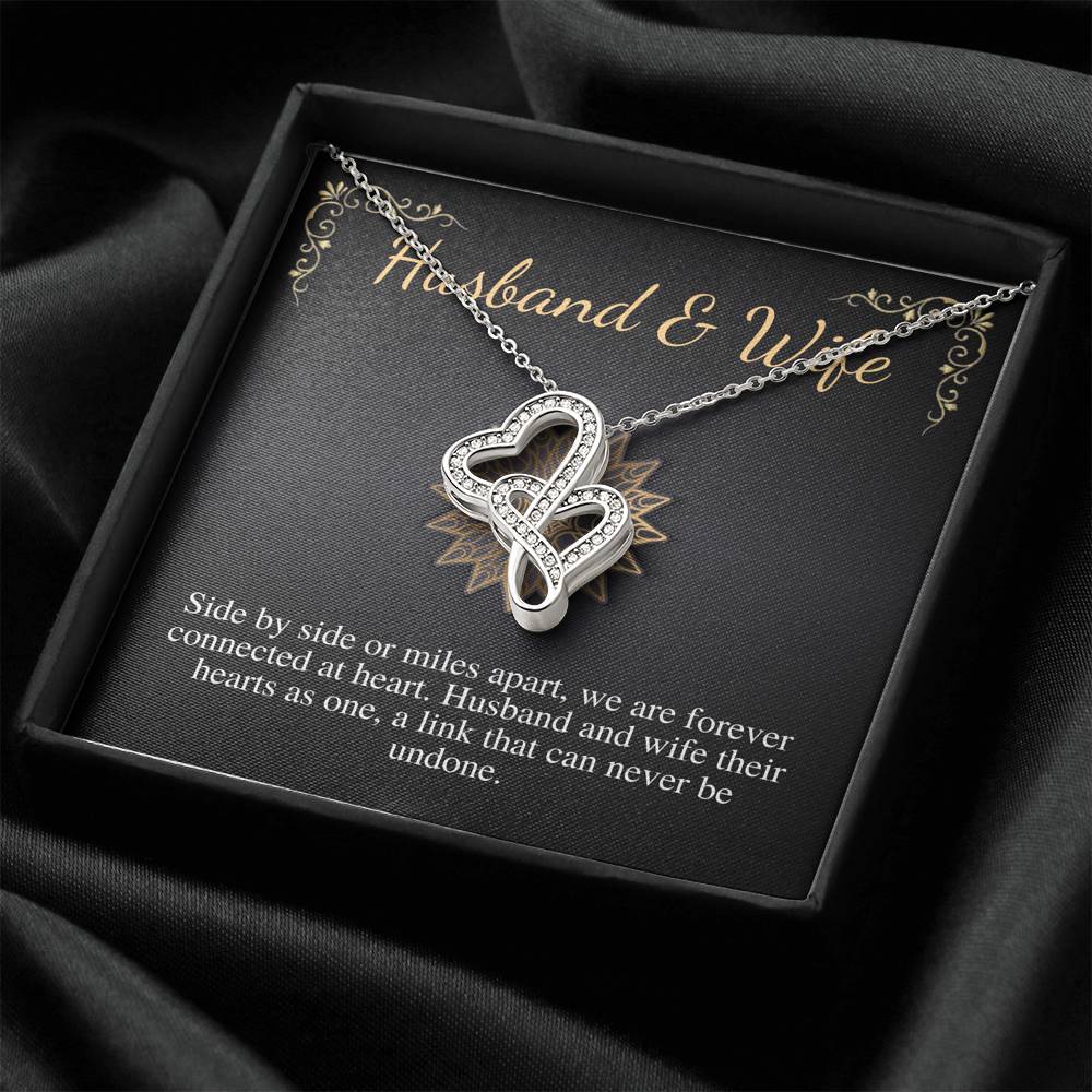 Husband and Wife Necklace, Wife Gift, Anniversary Gift, Mother's Day Gift from Husband, Wife Birthday Gift,Christmas Gift,Double Heart #0606