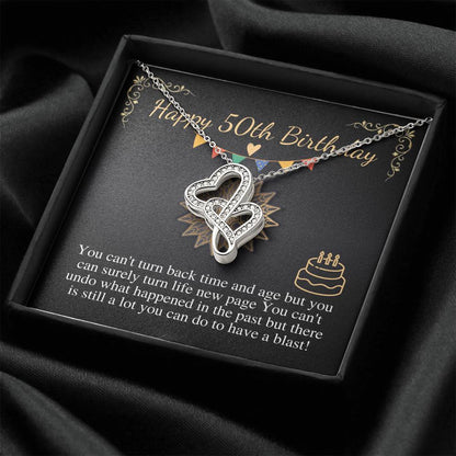 50th Birthday Gift for Women, 50th Birthday Gift for her, 50th Birthday Gift for Mom, Friend, 50th Birthday Gift Idea, Double Heart #0677