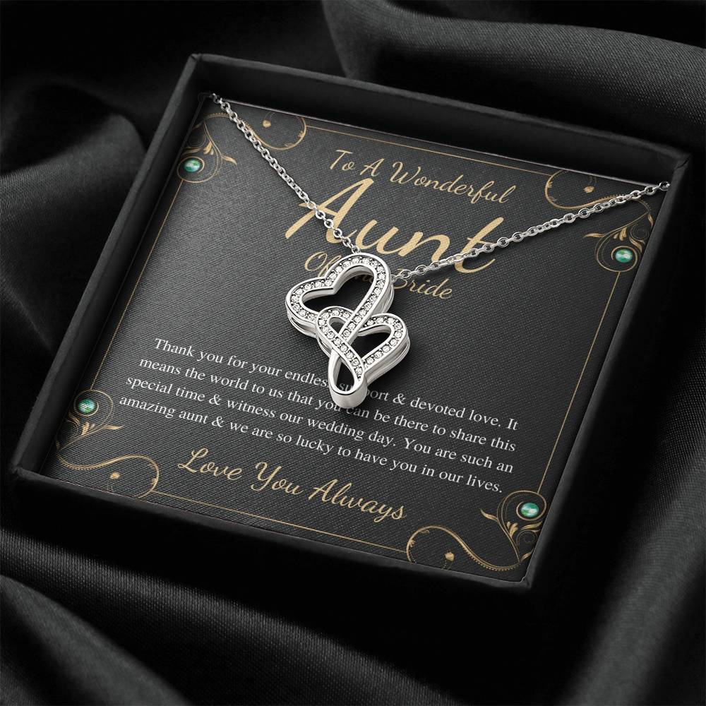 Double Heart, Aunt Of The Bride Necklace Gift Wedding Gift Fraom Bride And Groom Bridal Party Thank You Gift Wedding Jewelry For Aunt #0159