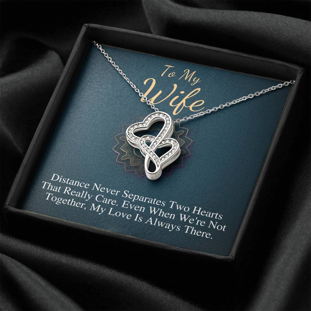 To My Wife Necklace, Anniversary Gift for Wife, Birthday Gift for Wife, Gift for Wife, Necklace for Wife Christmas Gift, Double Heart #0610