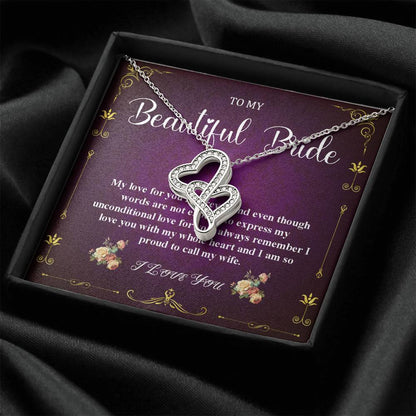 Double Heart Jewelry To My Bride Gift From Groom, Wedding Day Gift For Bride From Groom, From Groom To Future Wife Gift On Wedding Day #0055