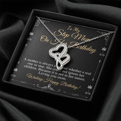Birthday Gift for Stepmom, Happy Birthday Stepmom, Stepmom's party, Stepmom celebration Gift, Happy Birthday Stepmom,Double Heart #0662