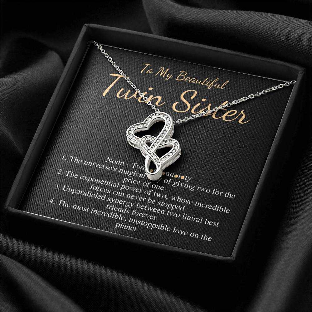 Necklace for Twins Sister, Gift for Sister, Birthday Gift for Twin Sister, Best Friend Gift,Twin Sister Christmas Jewelry,Double Heart #0556