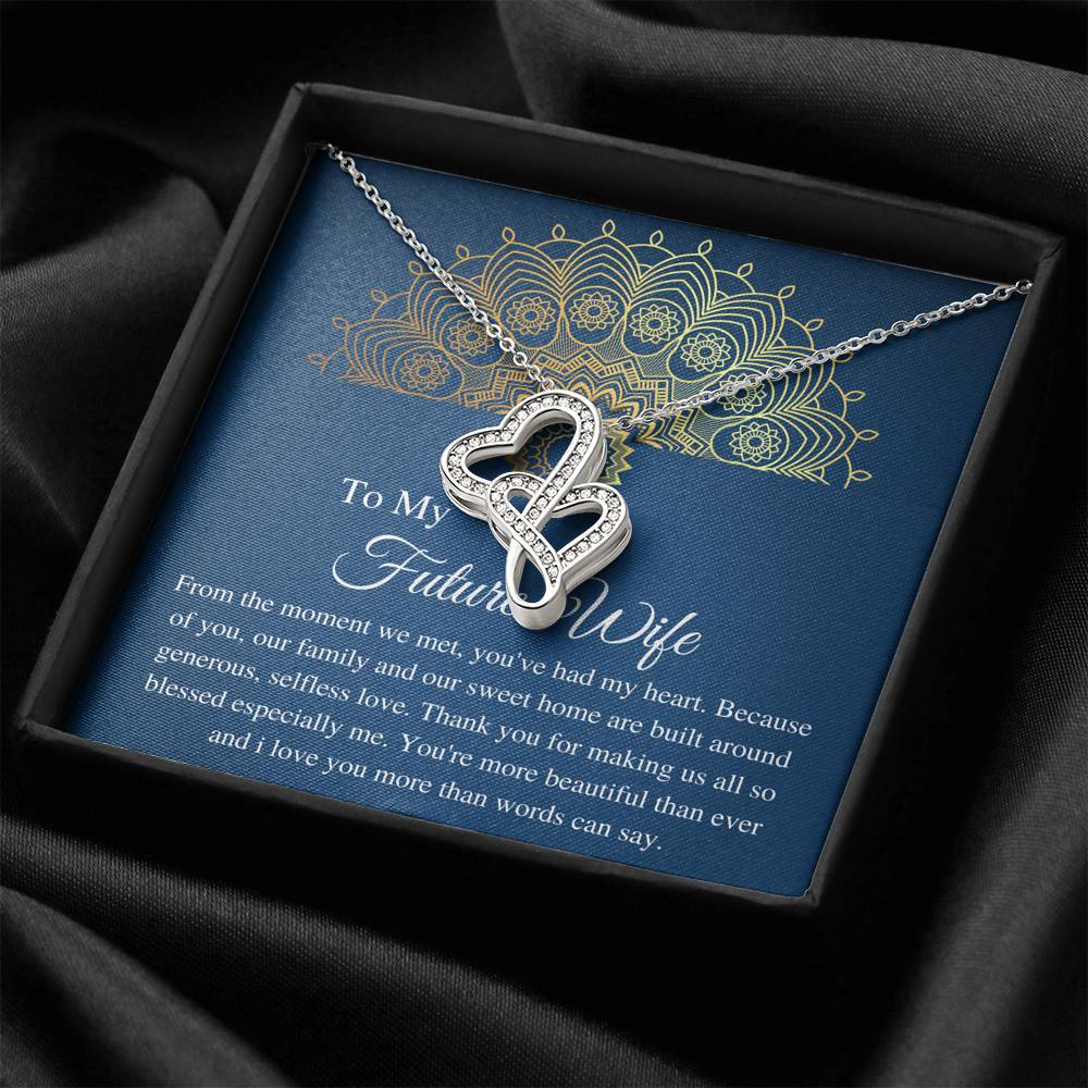 To my future wife necklace from your future husband, Engaged Gift, Fiancée gift, From Boyfriend, Future Wife Christmas, Double Heart #0630
