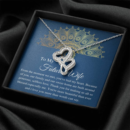 To my future wife necklace from your future husband, Engaged Gift, Fiancée gift, From Boyfriend, Future Wife Christmas, Double Heart #0630