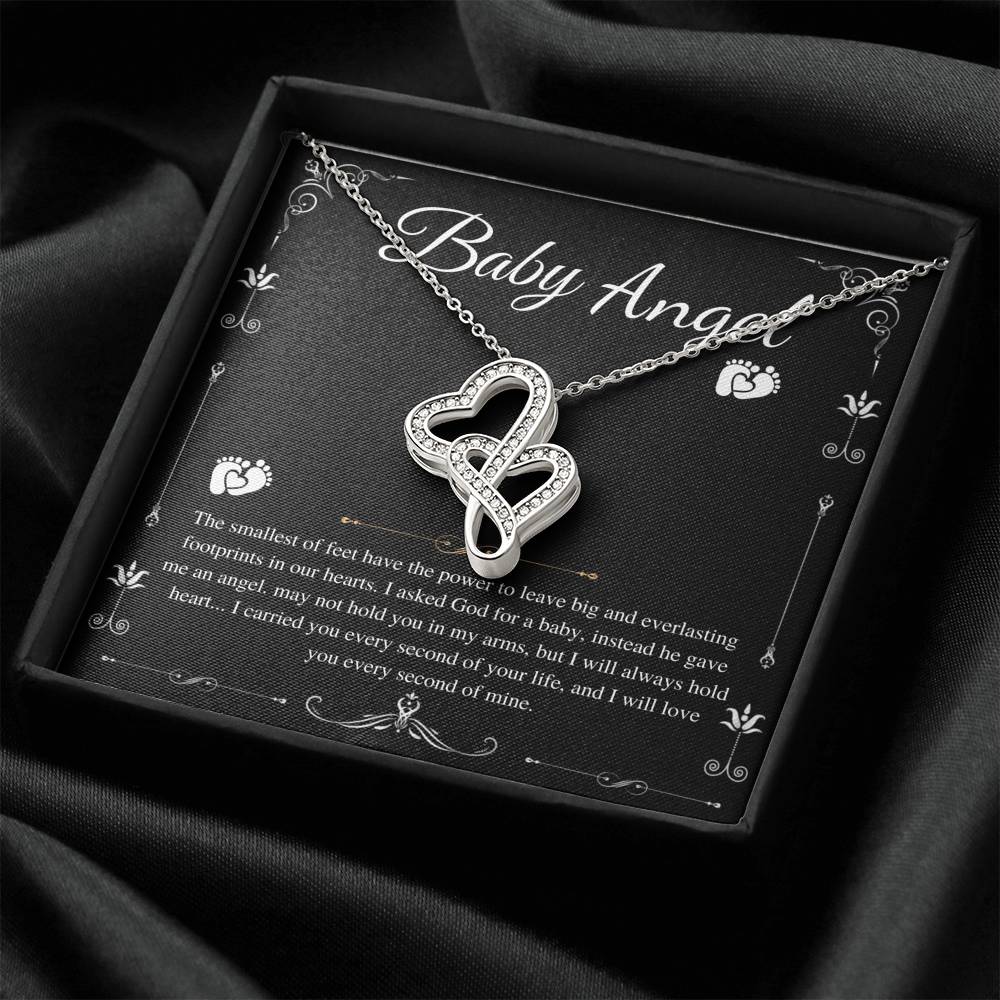 Necklace, Mama Of An Angel, Child Loss Gift, Condolence Gift, Baby Loss Gift, Miscarriage Gift, Loss Of Baby, Sympathy Gift, Double Heart