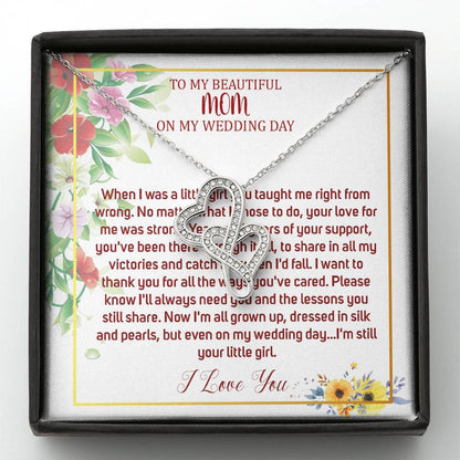Double Heart, Mother Of The Bride Necklace From Bride Necklace To My Mom On My Wedding Day Mother Of The Bride Gift From Daughter #0031