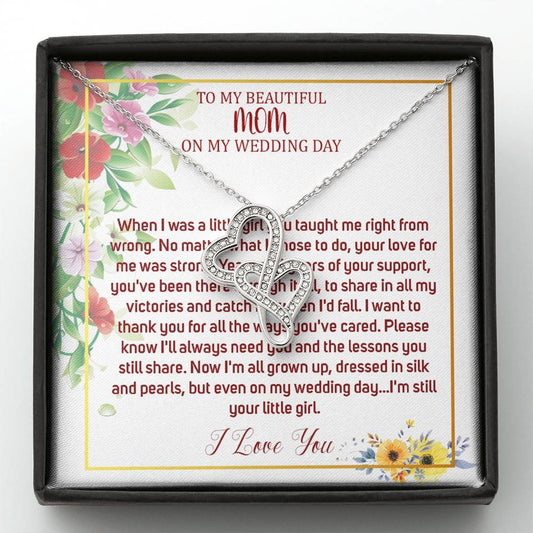Double Heart, Mother Of The Bride Necklace From Bride Necklace To My Mom On My Wedding Day Mother Of The Bride Gift From Daughter #0031