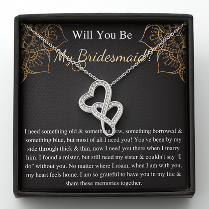 Bridesmaid Gifts, Bridesmaid Jewelry, Bridal Party Gift, Bridesmaid Necklace, Personalized Bridesmaid Gift, from bride to bridesmaid