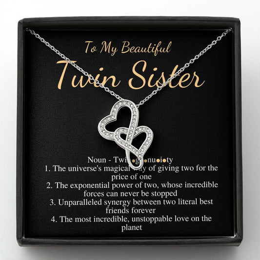 Necklace for Twins Sister, Gift for Sister, Birthday Gift for Twin Sister, Best Friend Gift,Twin Sister Christmas Jewelry,Double Heart #0556