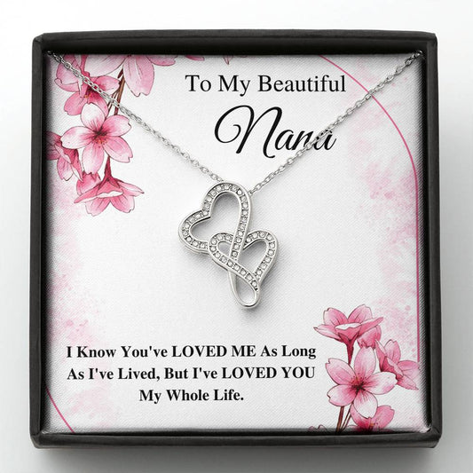 To My Nana, Nana Neckalce, Nana Jewelry From Granddaughter, Gifts For Nana, Gifts For Grandmother, Nana Birthday Gift, Double Heart #0494