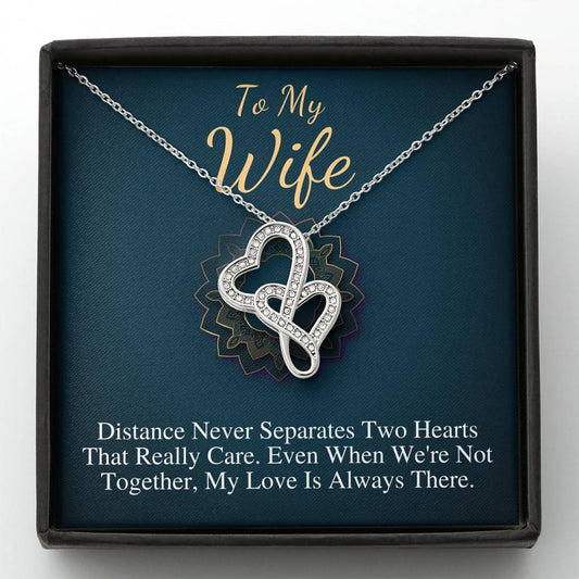 To My Wife Necklace, Anniversary Gift for Wife, Birthday Gift for Wife, Gift for Wife, Necklace for Wife Christmas Gift, Double Heart #0610