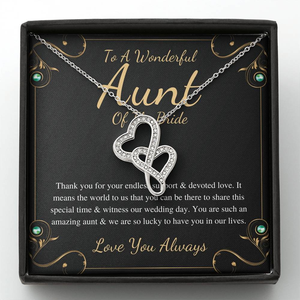 Double Heart, Aunt Of The Bride Necklace Gift Wedding Gift Fraom Bride And Groom Bridal Party Thank You Gift Wedding Jewelry For Aunt #0159