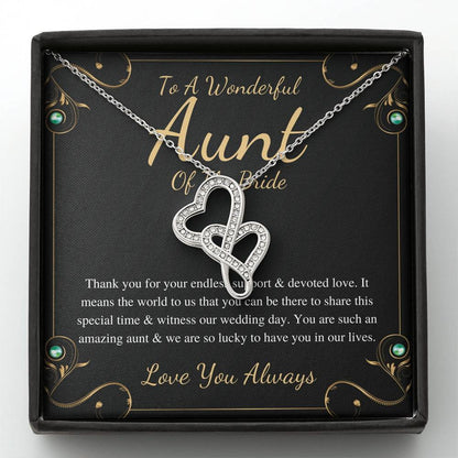 Double Heart, Aunt Of The Bride Necklace Gift Wedding Gift Fraom Bride And Groom Bridal Party Thank You Gift Wedding Jewelry For Aunt #0159