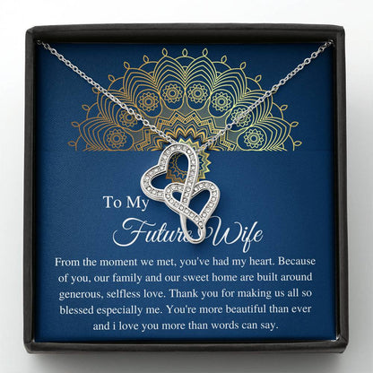 To my future wife necklace from your future husband, Engaged Gift, Fiancée gift, From Boyfriend, Future Wife Christmas, Double Heart #0630