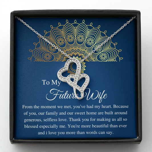 To my future wife necklace from your future husband, Engaged Gift, Fiancée gift, From Boyfriend, Future Wife Christmas, Double Heart #0630