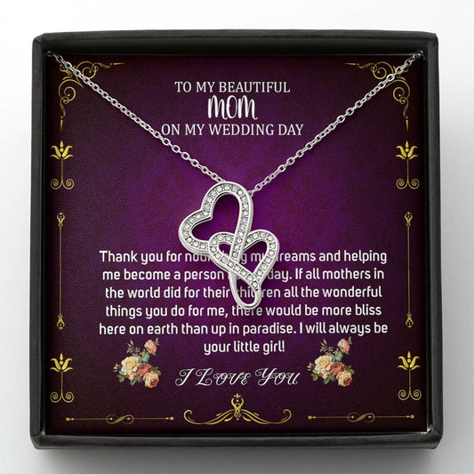 Double Heart, Mother Of The Bride Necklace From Bride Necklace To My Mom On My Wedding Day Mother Of The Bride Gift From Daughter #0032