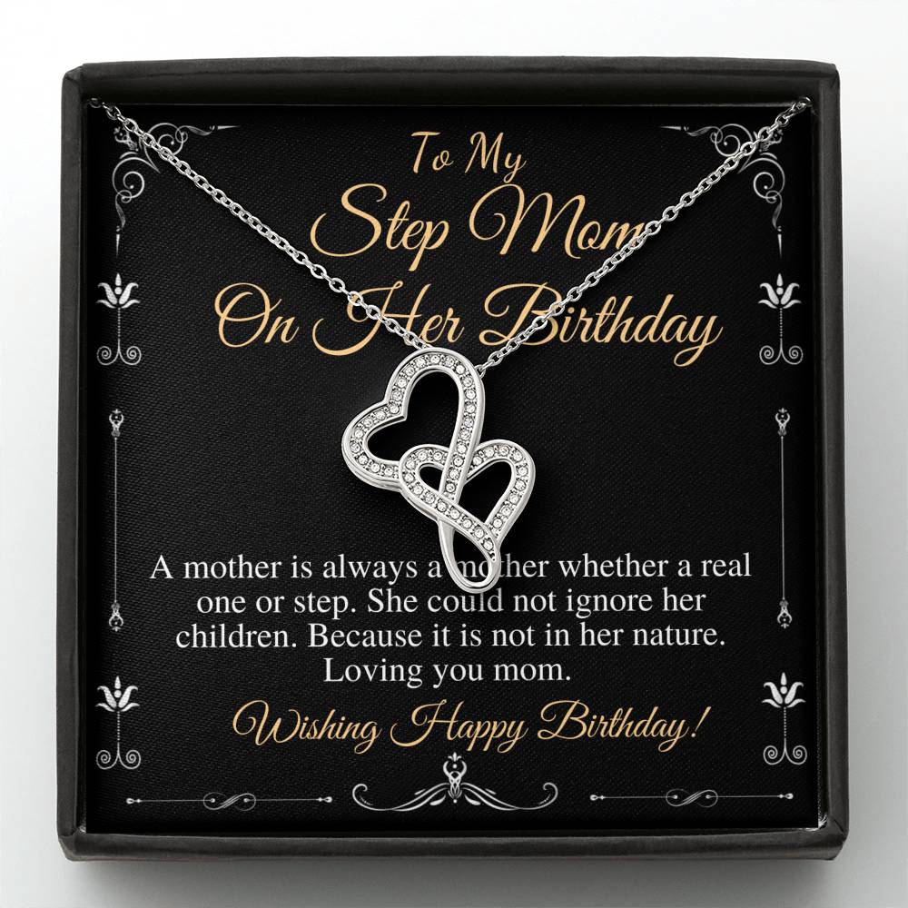 Birthday Gift for Stepmom, Happy Birthday Stepmom, Stepmom's party, Stepmom celebration Gift, Happy Birthday Stepmom,Double Heart #0662