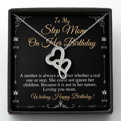 Birthday Gift for Stepmom, Happy Birthday Stepmom, Stepmom's party, Stepmom celebration Gift, Happy Birthday Stepmom,Double Heart #0662
