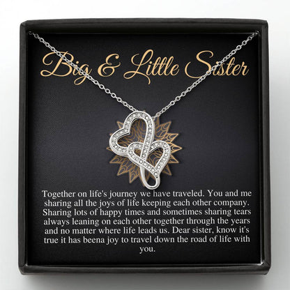 Big sister little sister necklace gift, two 2 sisters necklace, Sister jewellery gifts,christmas birthday gift for sister,Double Heart #0569