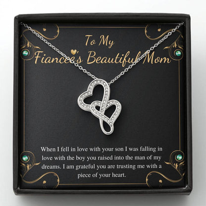 Fiancee's Mom Gift, Dainty Necklace, Fiancees Mom Birthday Gift, Gift For Fiancee Mom, Fiancee's Mom Mother Day's Gift, Double Heart #0475