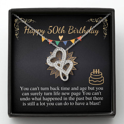 50th Birthday Gift for Women, 50th Birthday Gift for her, 50th Birthday Gift for Mom, Friend, 50th Birthday Gift Idea, Double Heart #0677
